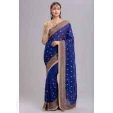 MIRACULOUS ROYAL BLUE WEDDING WEAR READYMADE SAREE